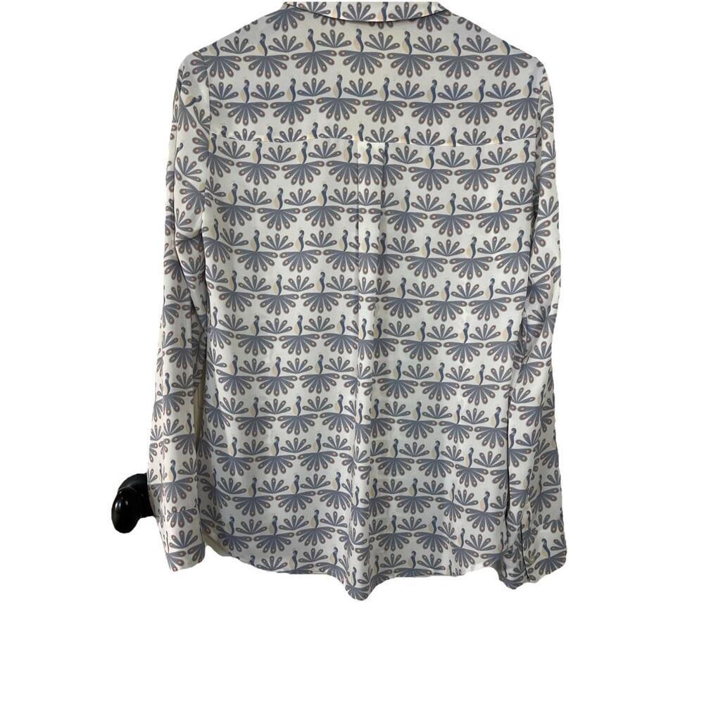 Express Portofino Shirt Slim Fit Blue Peacock Print Long Sleeve Small - Picture 5 of 8